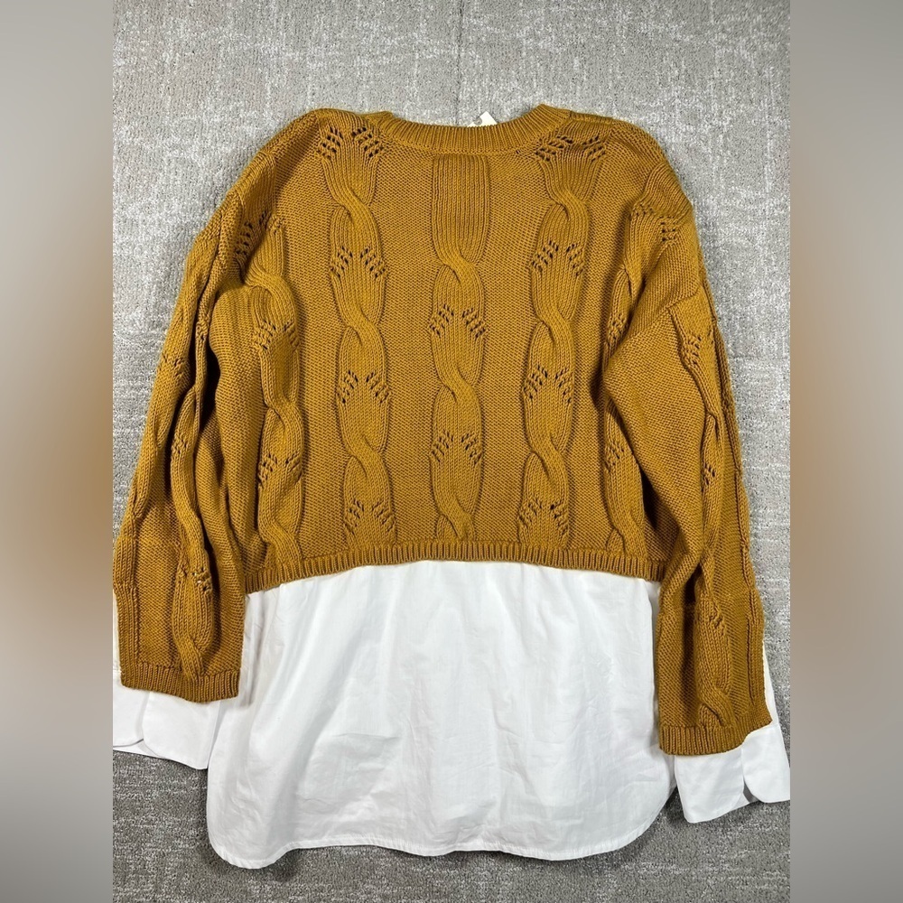 Anthropologie Pilcro Cable Twofer Layer Sweater Boho NWT Size L - Picture 6 of 6